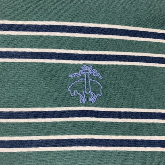 Brooks Brothers '1818' Men's Green/White Striped Rugby Polo Size XL - Picture 3 of 8